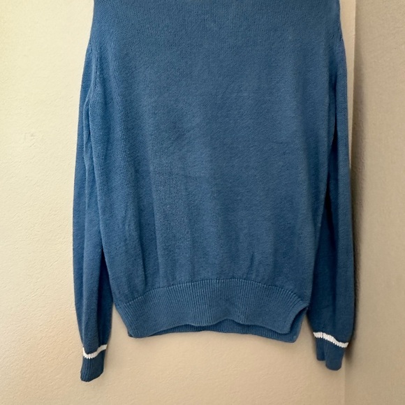 Giorgio Armani Woman Sweater Slate blue 44 Sz M/L Linen, Cotton. Logo In Front - Picture 6 of 14